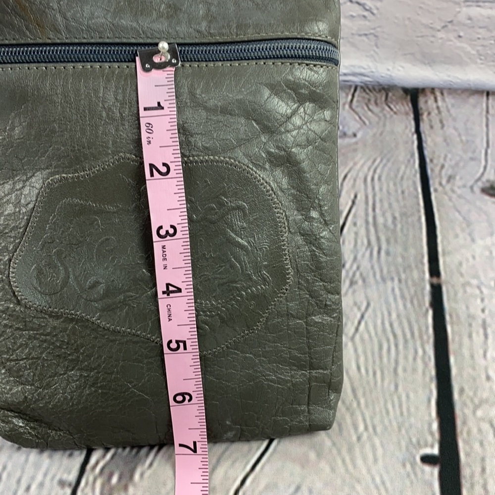 VINTAGE 70’s CARLOS FALCHI Gray Leather Crossbody Bag - Picture 9 of 17